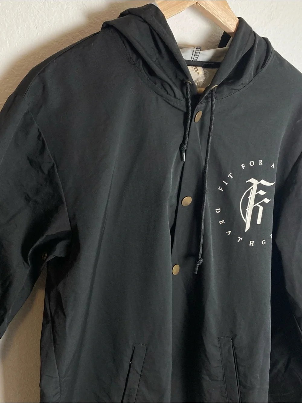 Fit For A King Deathgrip Windbreaker Size M with Hood And Metal Buttons Rock